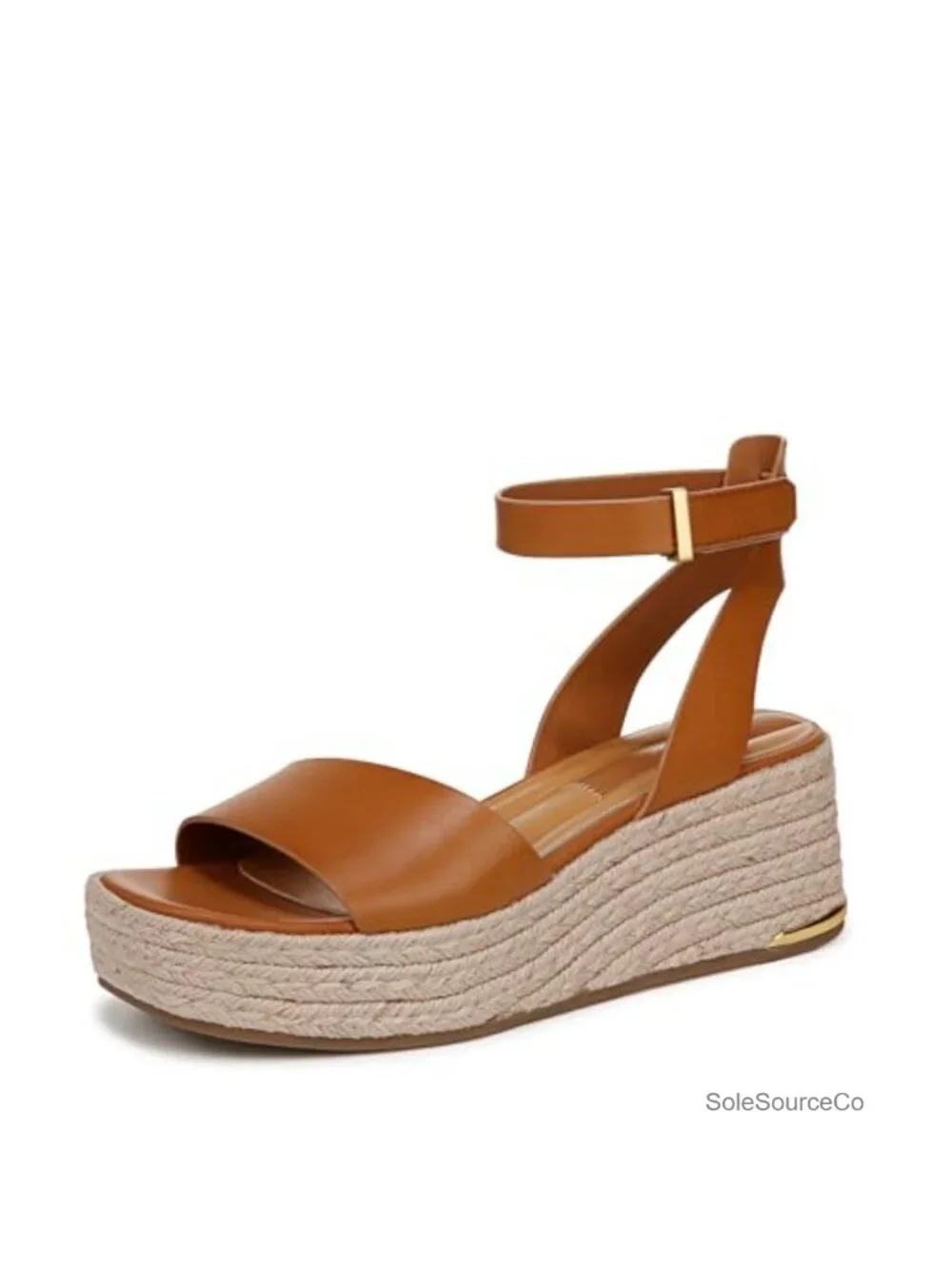 Women's Espadrille Wedge Sandals Leather Ankle Strap 2.25 Heel